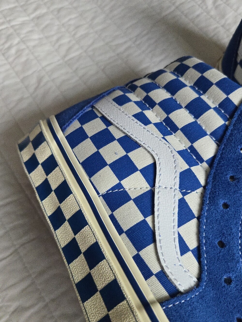 Vans Classic Sk8 Hi Canvas Women Shoes Blue And White High Top Checkers 0926 - Picture 2 of 9